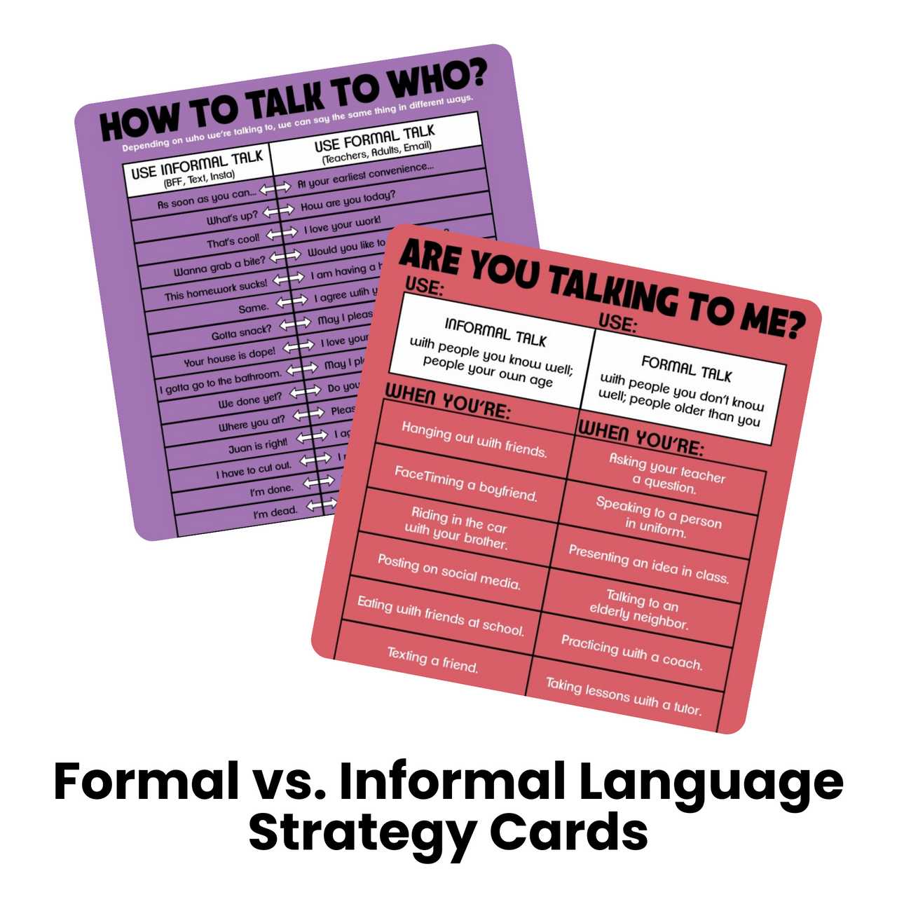 Formal vs Informal Language Cards