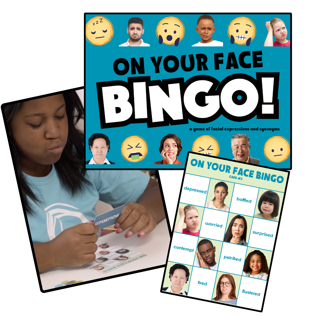 On Your Face Bingo - a game of facial expressions + synonyms