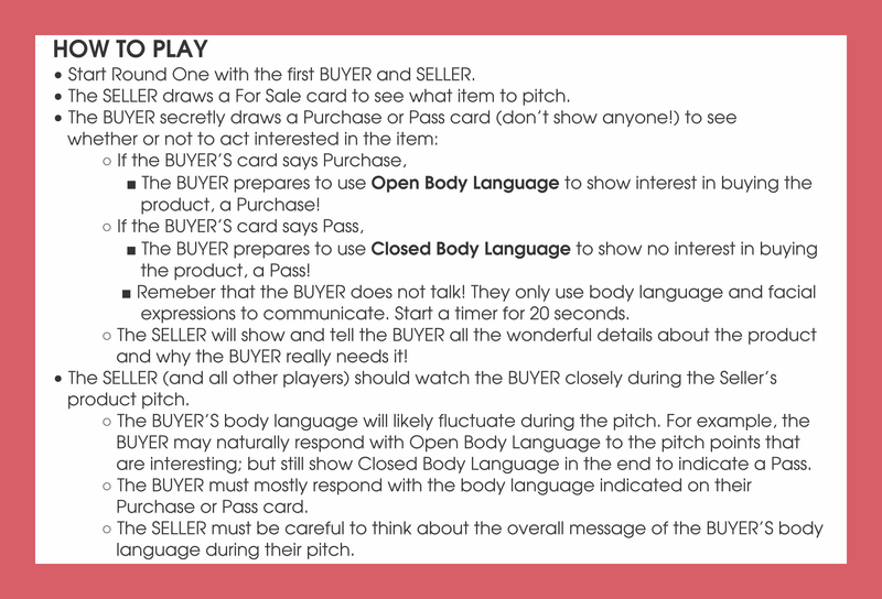 PURCHASE OR PASS? a game of body language + describing